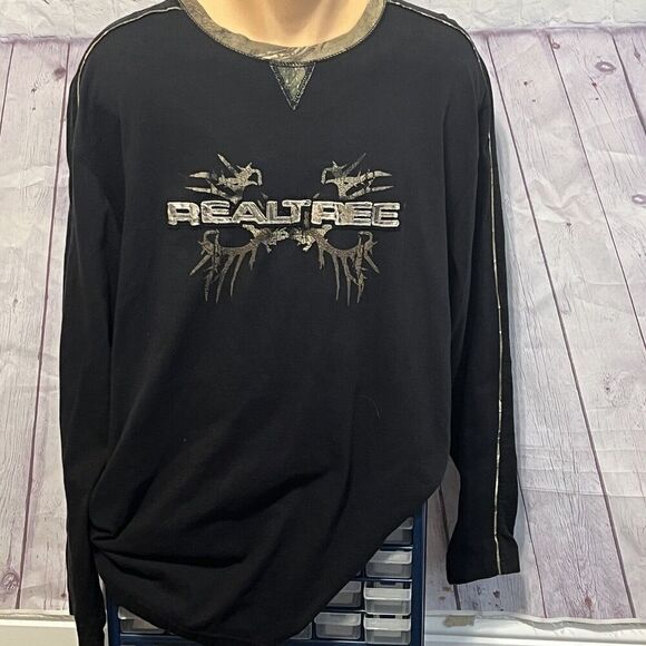 Buckhorn River Mens Size 2XL REALTREE Long Sleeve Crewneck Camo Shirt Black - Picture 1 of 12
